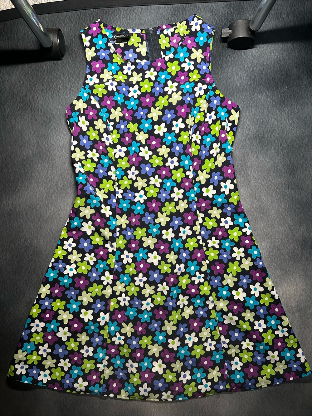 90’s Floral Mini Dress with zip and lace up back